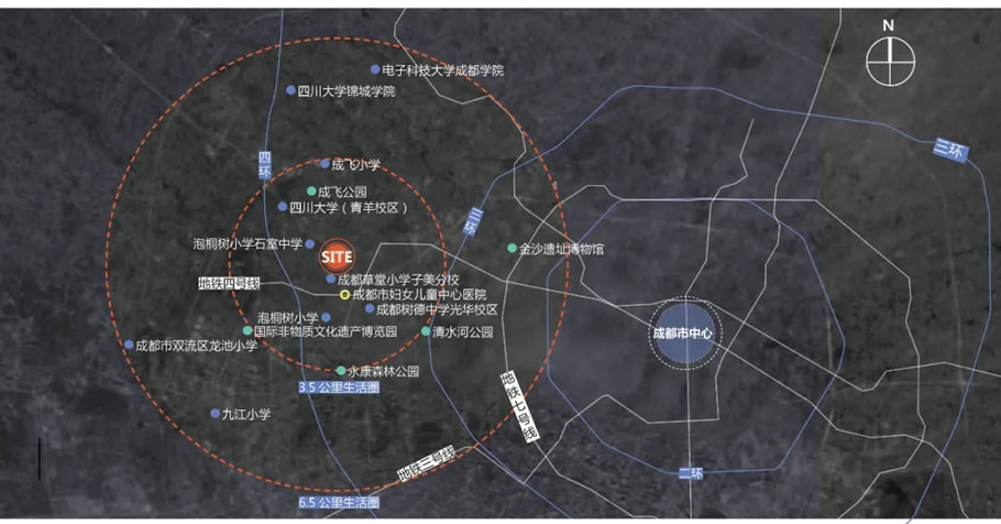 距离地铁四号线中坝站1km,成都西站2